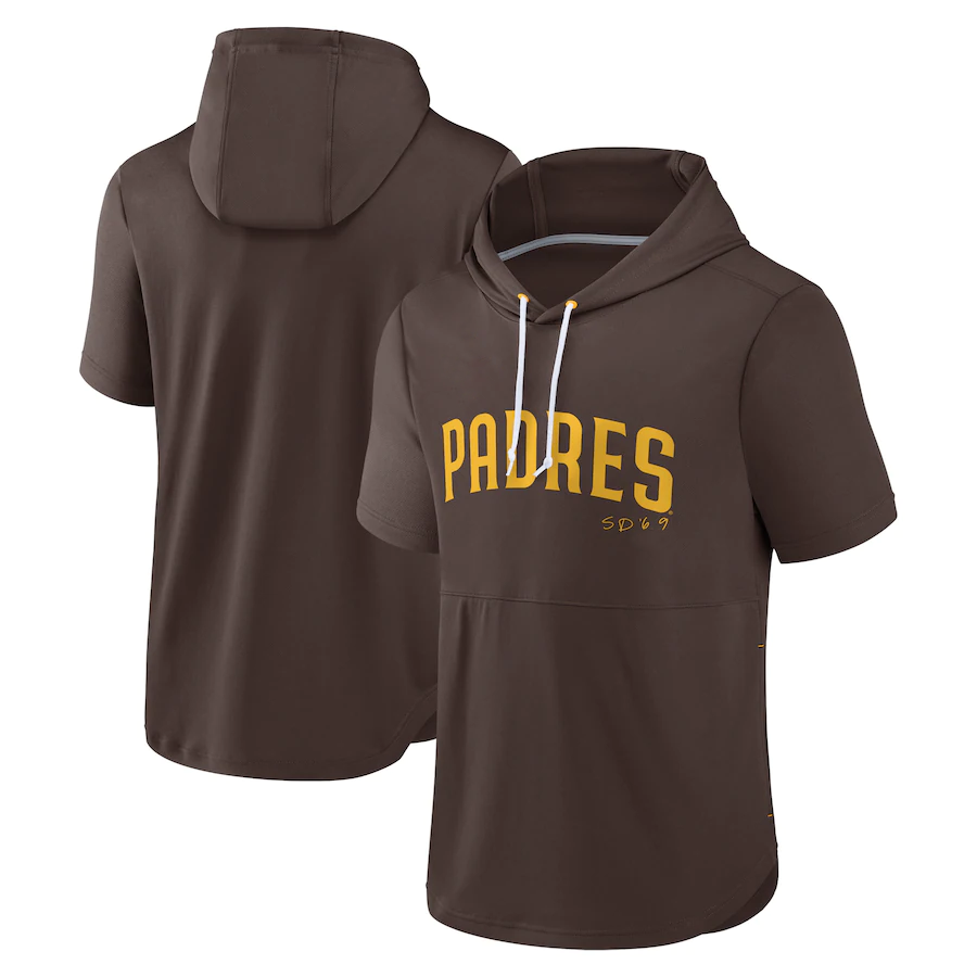 Men's San Diego Padres Brown Sideline Training Hooded Performance T-Shirt